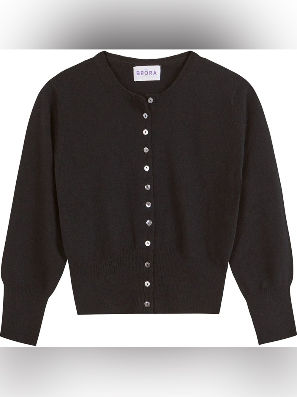 Brora Cropped Cashmere Cardigan in Black - Picture 9 of 11